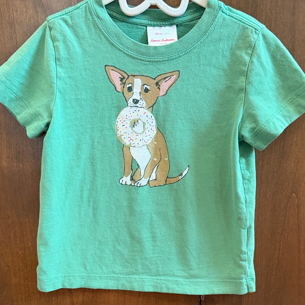 Hanna Andersson Green Tee with Dog and Donut